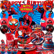 Lade das Bild in den Galerie-Viewer, Spiderman Geburtstag Deko Set mit 115 Deko Artikeln, Teller, Luftballons etc.