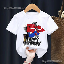 Lade das Bild in den Galerie-Viewer, Spiderman Happy Birthday T-Shirt mit Altersangabe Geburtstags Shirt