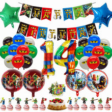 Lade das Bild in den Galerie-Viewer, Ninjago Kindergeburtstag Deko Set mit Ballons, Banner, Kuchen-Topper