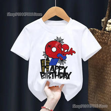 Lade das Bild in den Galerie-Viewer, Spiderman Happy Birthday T-Shirt mit Altersangabe Geburtstags Shirt