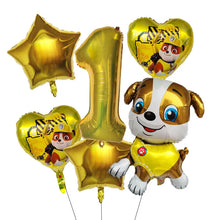 Lade das Bild in den Galerie-Viewer, Paw Patrol Kindergeburtstag 6er Ballon Set mit Jahreszahl