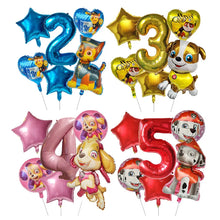 Lade das Bild in den Galerie-Viewer, Paw Patrol Kindergeburtstag 6er Ballon Set mit Jahreszahl