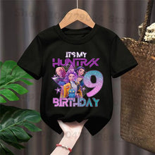 Lade das Bild in den Galerie-Viewer, Hunterix Kpop Demon Hunter Geburtstags Tshirt für Kinder mit Happy Birthday