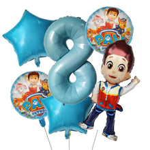 Lade das Bild in den Galerie-Viewer, Paw Patrol Kindergeburtstag 6er Ballon Set mit Jahreszahl
