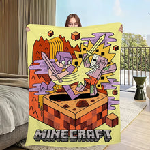 Lade das Bild in den Galerie-Viewer, Flauschige Minecraft Decke im Comic Look