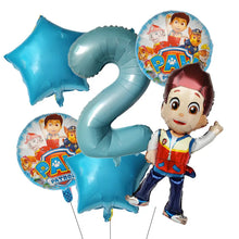 Lade das Bild in den Galerie-Viewer, Paw Patrol Kindergeburtstag 6er Ballon Set mit Jahreszahl