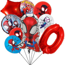 Lade das Bild in den Galerie-Viewer, Spider-Man Kindergeburtstag Luftballons 9 Stk. mit Jahreszahl