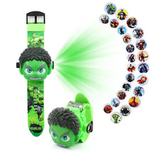 Lade das Bild in den Galerie-Viewer, Kinder Armbanduhr mit Projektor - viele Motive Spiderman, Iron Man, Frozen, Cars etc.