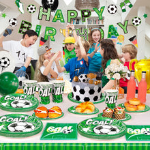 Lade das Bild in den Galerie-Viewer, Fußball Geburtstags Party Geschirr- und Deko Set, Party, Feier, Kindergeburtstag mit Fußball Motiv, 113 Teile