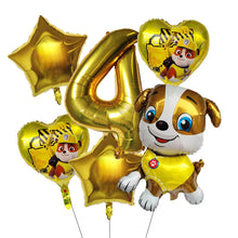 Lade das Bild in den Galerie-Viewer, Paw Patrol Kindergeburtstag 6er Ballon Set mit Jahreszahl