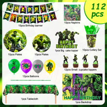 Lade das Bild in den Galerie-Viewer, Alles für die Hulk Geburtstagsfeier, 112-teiliges Deko Set für Kindergeburtstag, Feier etc.