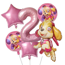 Lade das Bild in den Galerie-Viewer, Paw Patrol Kindergeburtstag 6er Ballon Set mit Jahreszahl