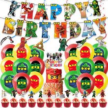 Lade das Bild in den Galerie-Viewer, Ninjago Kindergeburtstag Deko Set mit Ballons, Banner, Kuchen-Topper