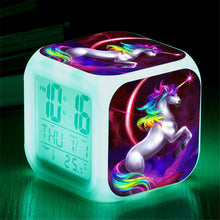 Lade das Bild in den Galerie-Viewer, Süßes Einhorn Digitaler Wecker / Uhr mit Farbwechsel kaufen