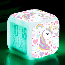 Lade das Bild in den Galerie-Viewer, Süßes Einhorn Digitaler Wecker / Uhr mit Farbwechsel kaufen