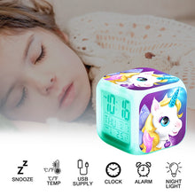 Lade das Bild in den Galerie-Viewer, Süßes Einhorn Digitaler Wecker / Uhr mit Farbwechsel kaufen