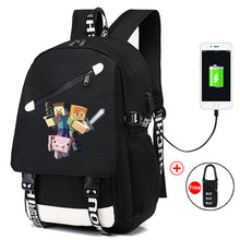Lade das Bild in den Galerie-Viewer, Minecraft Rucksack Tasche Schul Tornister mit USB Ladefunktion kaufen