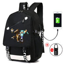 Lade das Bild in den Galerie-Viewer, Minecraft Rucksack Tasche Schul Tornister mit USB Ladefunktion kaufen