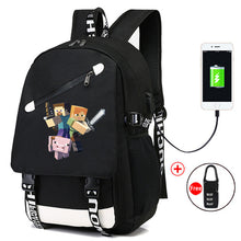 Lade das Bild in den Galerie-Viewer, Minecraft Rucksack Tasche Schul Tornister mit USB Ladefunktion kaufen