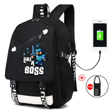 Lade das Bild in den Galerie-Viewer, Minecraft Rucksack Tasche Schul Tornister mit USB Ladefunktion kaufen