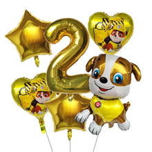 Lade das Bild in den Galerie-Viewer, Paw Patrol Kindergeburtstag 6er Ballon Set mit Jahreszahl
