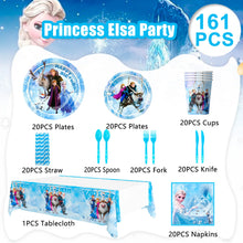 Lade das Bild in den Galerie-Viewer, 161teiliges Eiskönigin Frozen Party Geburtstag Becher, Teller, Tischdecke, Servietten etc. Set
