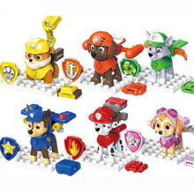 Lade das Bild in den Galerie-Viewer, 6er Set Paw Patrol Baustein Figuren mit Chase, Marshal, Rubble, Skye etc.
