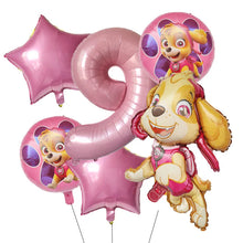 Lade das Bild in den Galerie-Viewer, Paw Patrol Kindergeburtstag 6er Ballon Set mit Jahreszahl
