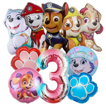 Lade das Bild in den Galerie-Viewer, Bunte Paw Patrol Kindergeburtstags Ballons mit Jahreszahl
