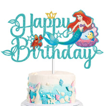 Lade das Bild in den Galerie-Viewer, Die kleine Meerjungfrau Happy Birthday Kuchen Topper
