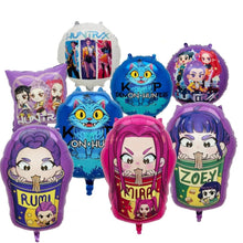 Lade das Bild in den Galerie-Viewer, 8 Stk. Luftballons in Kpop Demon Hunters Huntrx Motiven mit Zoey, Rumi, Mira, für Feier und Geburtstag
