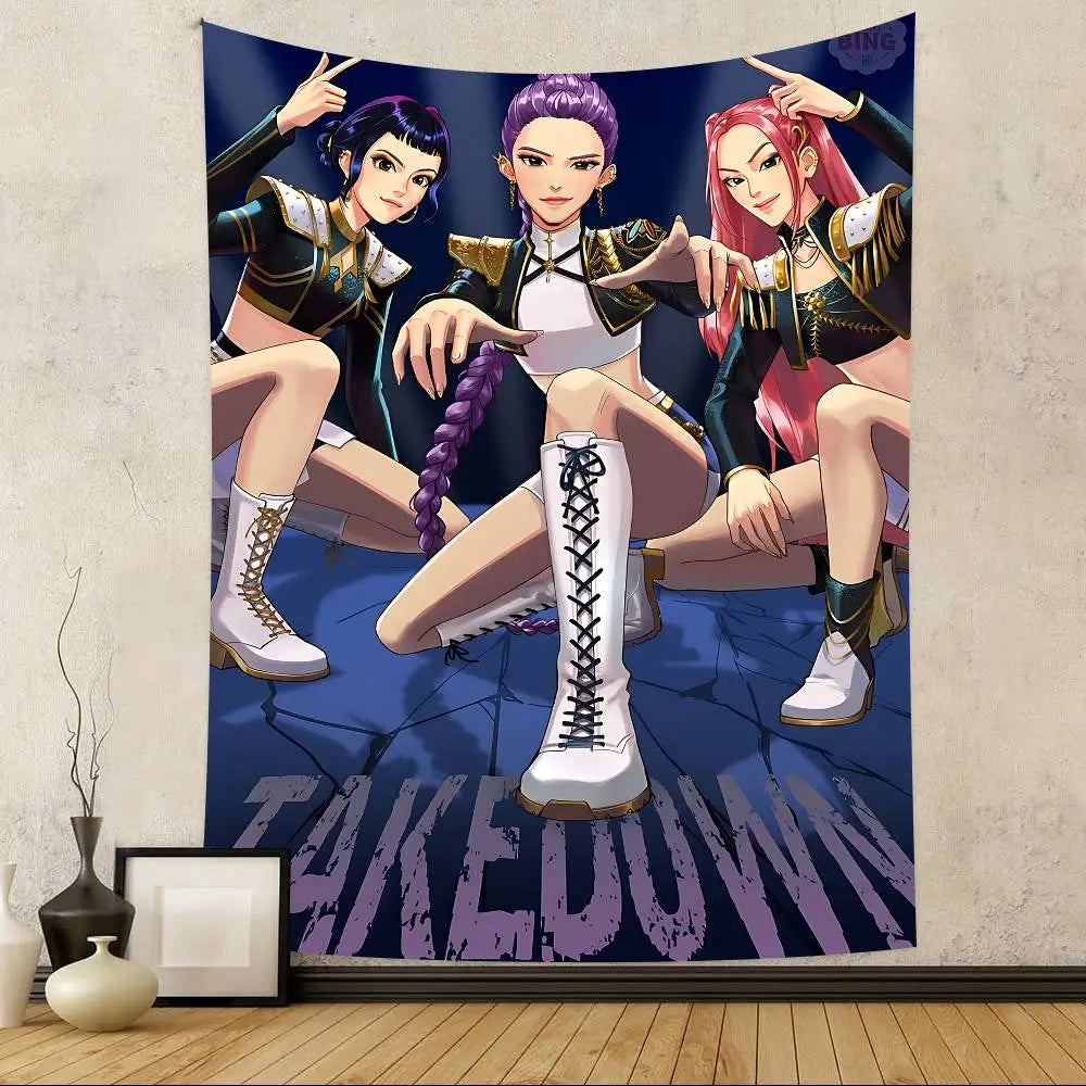 Kpop D-Demon Hunters HIntergrund Poster Wand Deko für Feier, Event, Geburtstag