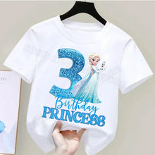 Lade das Bild in den Galerie-Viewer, Eiskönigin Geburtstags T-Shit mit Jahreszahl Frozen Birthday Princess
