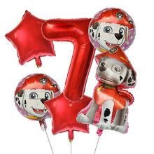 Lade das Bild in den Galerie-Viewer, Paw Patrol Kindergeburtstag 6er Ballon Set mit Jahreszahl
