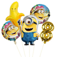 Lade das Bild in den Galerie-Viewer, Minions Ballons für den Kindergeburtstag mit Jahreszahl
