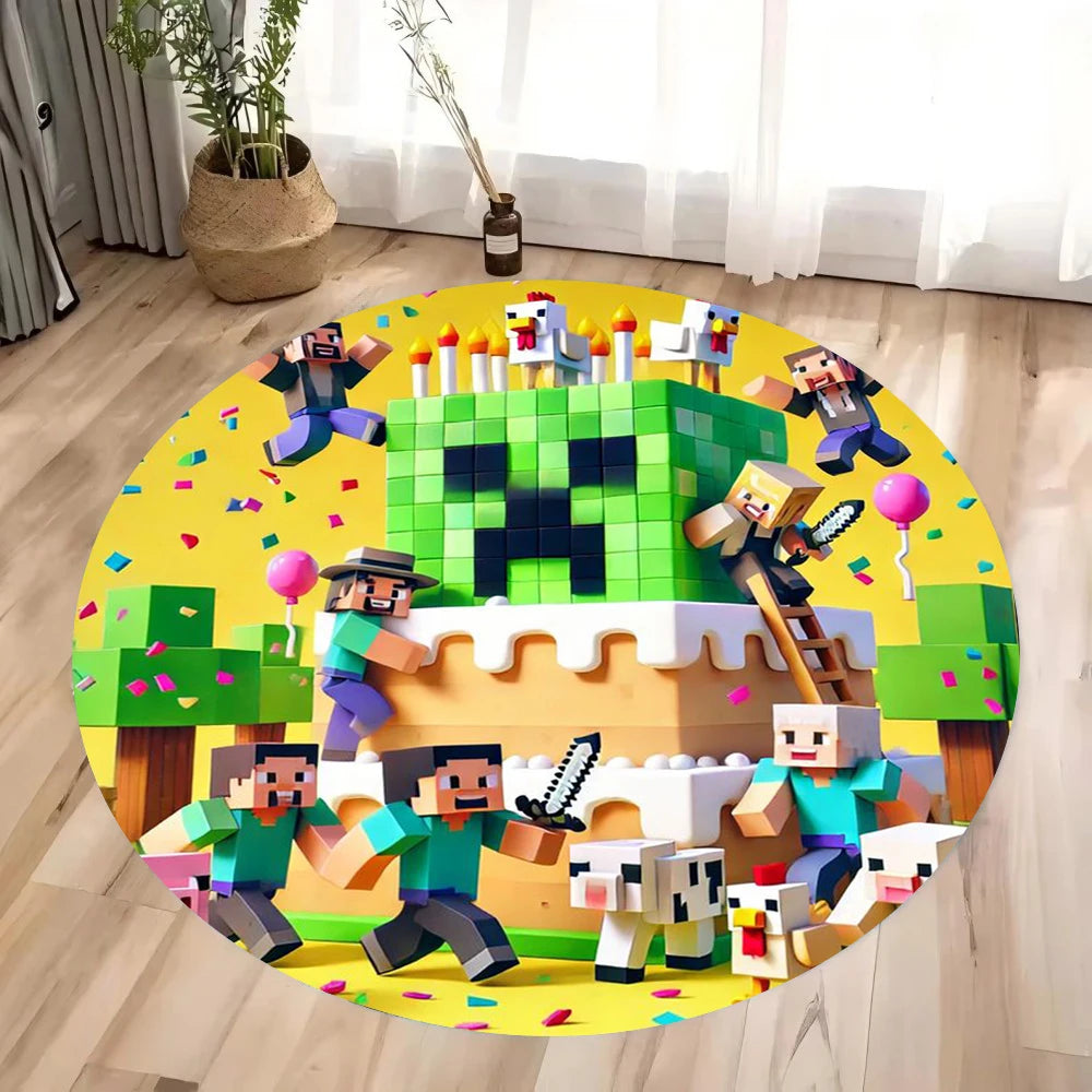 Bunte runde MInecraft Teppiche für Kinderzimmer etc.