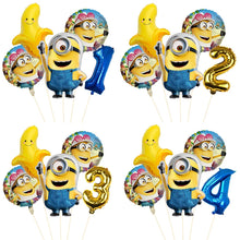 Lade das Bild in den Galerie-Viewer, Minions Ballons für den Kindergeburtstag mit Jahreszahl
