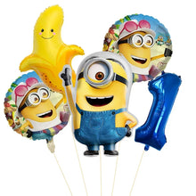 Lade das Bild in den Galerie-Viewer, Minions Ballons für den Kindergeburtstag mit Jahreszahl
