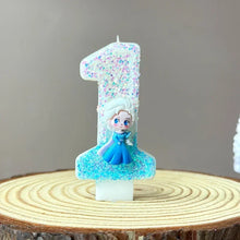 Lade das Bild in den Galerie-Viewer, Die Eiskönigin Frozen Geburtstagskerzen Kindergeburtstag mit Jahreszahl
