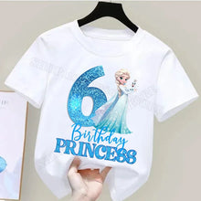 Lade das Bild in den Galerie-Viewer, Eiskönigin Geburtstags T-Shit mit Jahreszahl Frozen Birthday Princess
