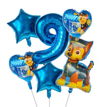 Lade das Bild in den Galerie-Viewer, Paw Patrol Kindergeburtstag 6er Ballon Set mit Jahreszahl
