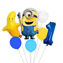 Lade das Bild in den Galerie-Viewer, Minions Ballons für den Kindergeburtstag mit Jahreszahl
