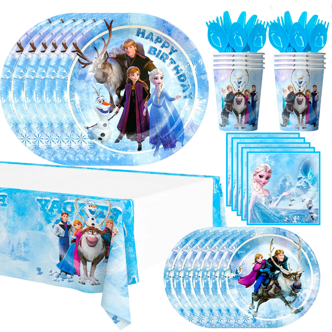 161teiliges Eiskönigin Frozen Party Geburtstag Becher, Teller, Tischdecke, Servietten etc. Set