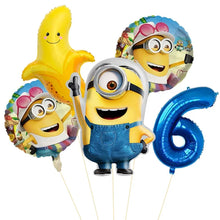 Lade das Bild in den Galerie-Viewer, Minions Ballons für den Kindergeburtstag mit Jahreszahl
