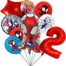 Lade das Bild in den Galerie-Viewer, Spider-Man Kindergeburtstag Luftballons 9 Stk. mit Jahreszahl
