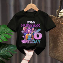 Lade das Bild in den Galerie-Viewer, Hunterix Kpop Demon Hunter Geburtstags Tshirt für Kinder mit Happy Birthday
