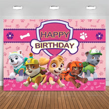 Lade das Bild in den Galerie-Viewer, Pinke Paw Patrol Happy Birthday Poster Banner mit Skye und Everest Motiven
