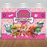 Pinke Paw Patrol Happy Birthday Poster Banner mit Skye und Everest Motiven