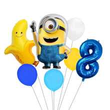 Lade das Bild in den Galerie-Viewer, Minions Ballons für den Kindergeburtstag mit Jahreszahl
