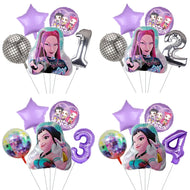 Kpop Demon Hunters Ballon Set mit Jahreszahl für Geburtstag, Ehrentag, Kindergeburtstag